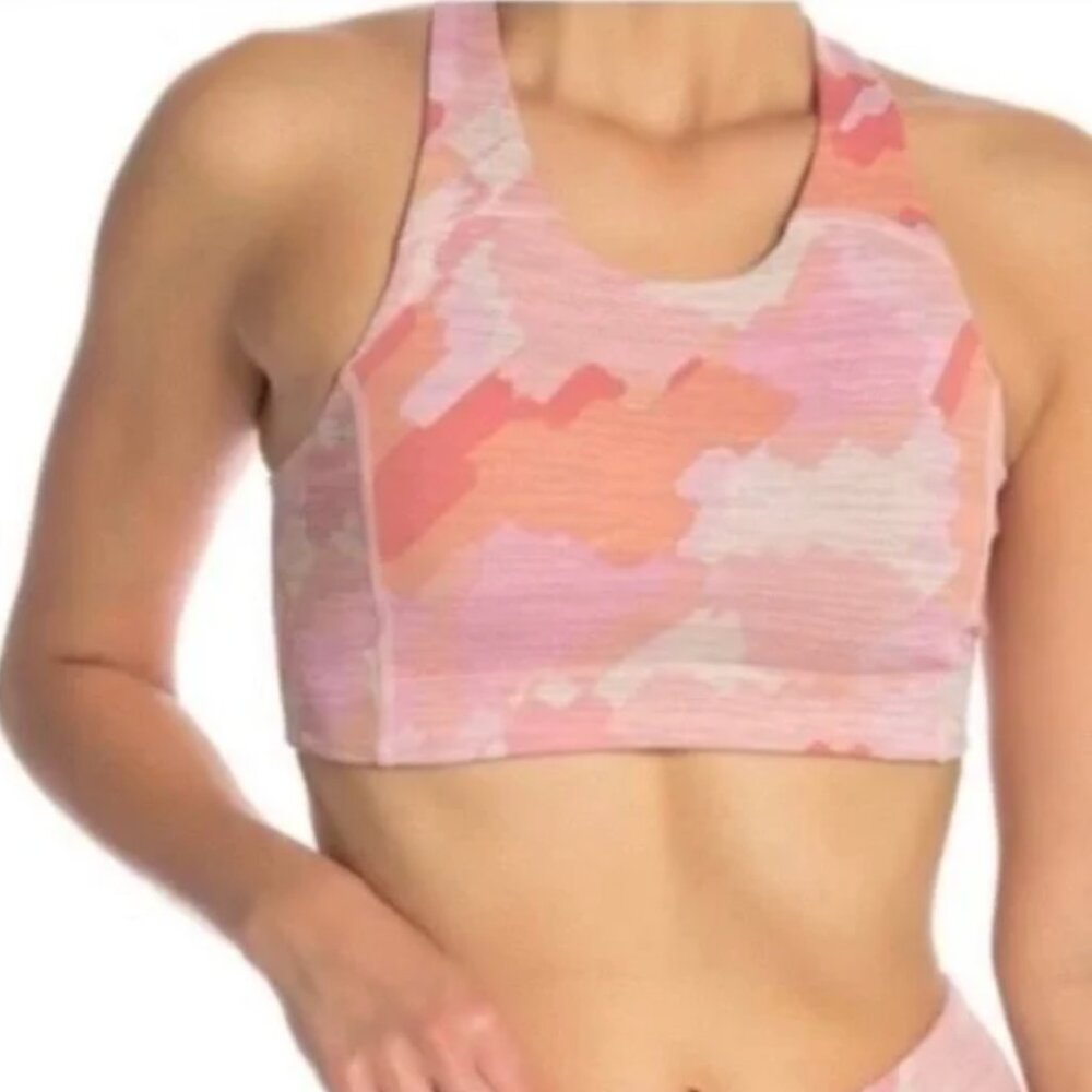 OUTDOOR VOICES Tech Sweat Racerback Sports Bra Coral Stroke Camo XS Athleisure